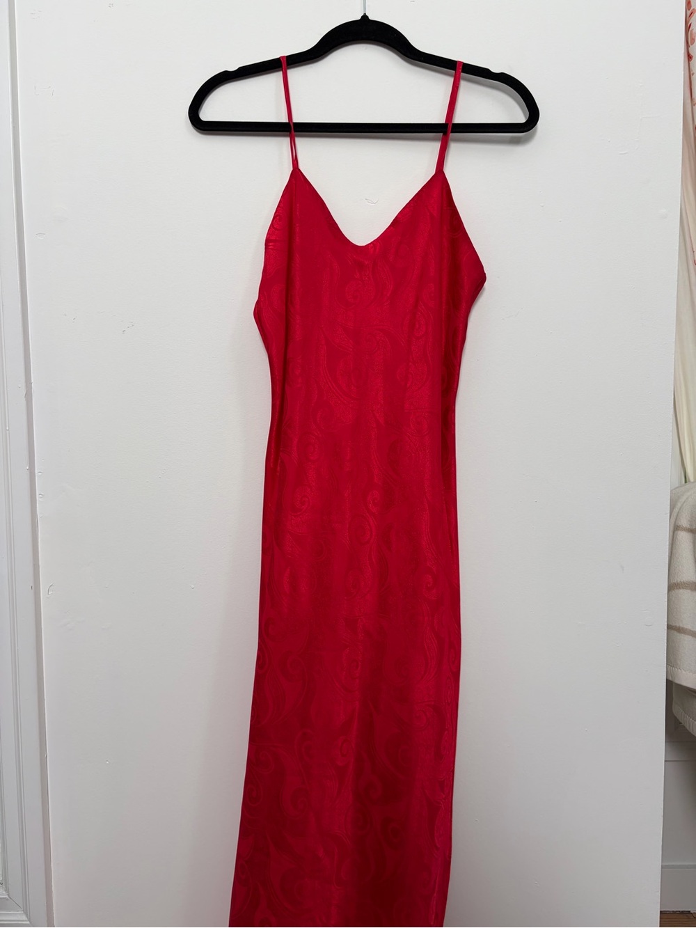 Vintage 90s Cherry Red Slip Maxi Dress
